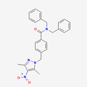 N,N-dibenzyl-4-[(3,5-dimethyl-4-nitro-1H-pyrazol-1-yl)methyl]benzamide