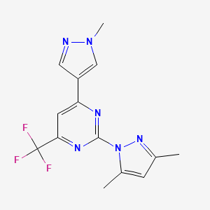 molecular formula C14H13F3N6 B14923814 2-(3,5-dimethyl-1H-pyrazol-1-yl)-4-(1-methyl-1H-pyrazol-4-yl)-6-(trifluoromethyl)pyrimidine 