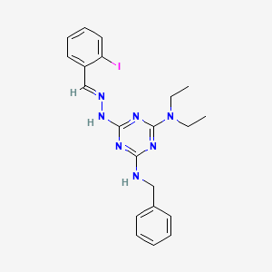 molecular formula C21H24IN7 B14923866 N'-benzyl-N,N-diethyl-6-[(2E)-2-(2-iodobenzylidene)hydrazinyl]-1,3,5-triazine-2,4-diamine 