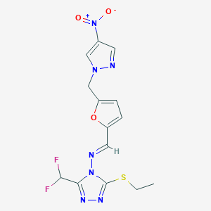 3-(difluoromethyl)-5-(ethylsulfanyl)-N-[(E)-{5-[(4-nitro-1H-pyrazol-1-yl)methyl]furan-2-yl}methylidene]-4H-1,2,4-triazol-4-amine