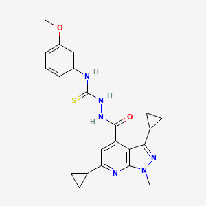 molecular formula C22H24N6O2S B14923949 2-[(3,6-dicyclopropyl-1-methyl-1H-pyrazolo[3,4-b]pyridin-4-yl)carbonyl]-N-(3-methoxyphenyl)hydrazinecarbothioamide 