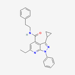 3-cyclopropyl-6-ethyl-1-phenyl-N-(2-phenylethyl)-1H-pyrazolo[3,4-b]pyridine-4-carboxamide