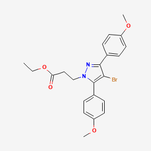 molecular formula C22H23BrN2O4 B14923969 ethyl 3-[4-bromo-3,5-bis(4-methoxyphenyl)-1H-pyrazol-1-yl]propanoate 