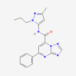 molecular formula C19H19N7O B14923988 N-(3-methyl-1-propyl-1H-pyrazol-5-yl)-5-phenyl[1,2,4]triazolo[1,5-a]pyrimidine-7-carboxamide 