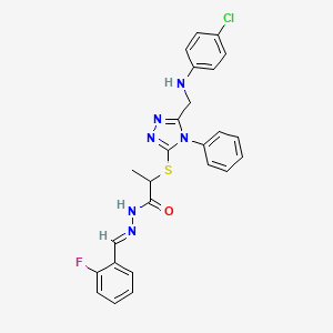 molecular formula C25H22ClFN6OS B14923994 2-[(5-{[(4-chlorophenyl)amino]methyl}-4-phenyl-4H-1,2,4-triazol-3-yl)sulfanyl]-N'-[(E)-(2-fluorophenyl)methylidene]propanehydrazide 