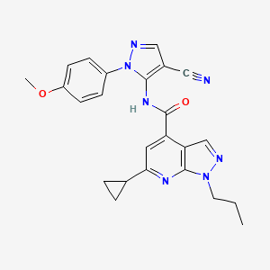 N-[4-cyano-1-(4-methoxyphenyl)-1H-pyrazol-5-yl]-6-cyclopropyl-1-propyl-1H-pyrazolo[3,4-b]pyridine-4-carboxamide