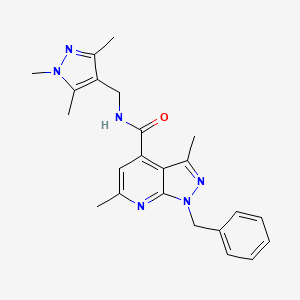 1-benzyl-3,6-dimethyl-N-[(1,3,5-trimethyl-1H-pyrazol-4-yl)methyl]-1H-pyrazolo[3,4-b]pyridine-4-carboxamide