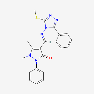 1,5-dimethyl-4-[(E)-{[3-(methylsulfanyl)-5-phenyl-4H-1,2,4-triazol-4-yl]imino}methyl]-2-phenyl-1,2-dihydro-3H-pyrazol-3-one