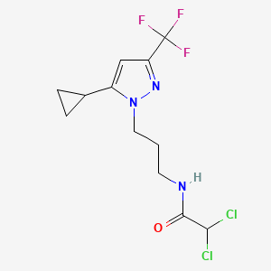 molecular formula C12H14Cl2F3N3O B14924119 2,2-dichloro-N-{3-[5-cyclopropyl-3-(trifluoromethyl)-1H-pyrazol-1-yl]propyl}acetamide 