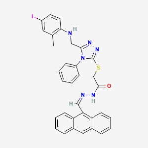 N'-[(Z)-anthracen-9-ylmethylidene]-2-[(5-{[(4-iodo-2-methylphenyl)amino]methyl}-4-phenyl-4H-1,2,4-triazol-3-yl)sulfanyl]acetohydrazide