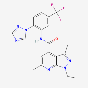 1-ethyl-3,6-dimethyl-N-[2-(1H-1,2,4-triazol-1-yl)-5-(trifluoromethyl)phenyl]-1H-pyrazolo[3,4-b]pyridine-4-carboxamide