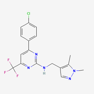 4-(4-chlorophenyl)-N-[(1,5-dimethyl-1H-pyrazol-4-yl)methyl]-6-(trifluoromethyl)pyrimidin-2-amine