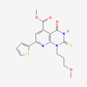 molecular formula C17H17N3O4S2 B14924244 Methyl 1-(3-methoxypropyl)-4-oxo-2-sulfanyl-7-(thiophen-2-yl)-1,4-dihydropyrido[2,3-d]pyrimidine-5-carboxylate 