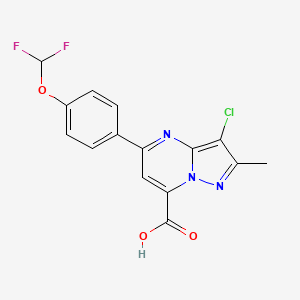 molecular formula C15H10ClF2N3O3 B14924253 3-Chloro-5-[4-(difluoromethoxy)phenyl]-2-methylpyrazolo[1,5-a]pyrimidine-7-carboxylic acid 