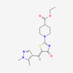 ethyl 1-{(5Z)-5-[(1,5-dimethyl-1H-pyrazol-4-yl)methylidene]-4-oxo-4,5-dihydro-1,3-thiazol-2-yl}piperidine-4-carboxylate