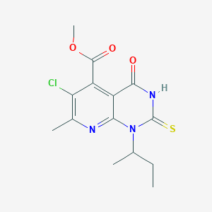 Methyl 1-(butan-2-yl)-6-chloro-7-methyl-4-oxo-2-sulfanyl-1,4-dihydropyrido[2,3-d]pyrimidine-5-carboxylate