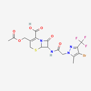 3-[(acetyloxy)methyl]-7-({[4-bromo-5-methyl-3-(trifluoromethyl)-1H-pyrazol-1-yl]acetyl}amino)-8-oxo-5-thia-1-azabicyclo[4.2.0]oct-2-ene-2-carboxylic acid