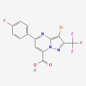 3-Bromo-5-(4-fluorophenyl)-2-(trifluoromethyl)pyrazolo[1,5-a]pyrimidine-7-carboxylic acid