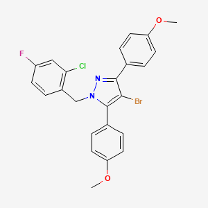 molecular formula C24H19BrClFN2O2 B14924391 4-bromo-1-(2-chloro-4-fluorobenzyl)-3,5-bis(4-methoxyphenyl)-1H-pyrazole 