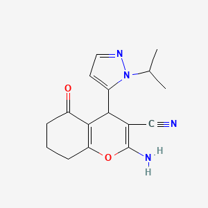 2-amino-5-oxo-4-[1-(propan-2-yl)-1H-pyrazol-5-yl]-5,6,7,8-tetrahydro-4H-chromene-3-carbonitrile