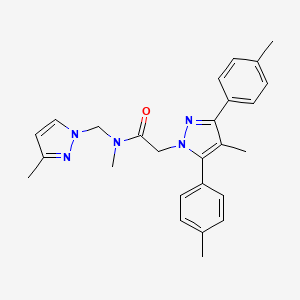 molecular formula C26H29N5O B14924438 N-methyl-2-[4-methyl-3,5-bis(4-methylphenyl)-1H-pyrazol-1-yl]-N-[(3-methyl-1H-pyrazol-1-yl)methyl]acetamide CAS No. 1006327-23-6