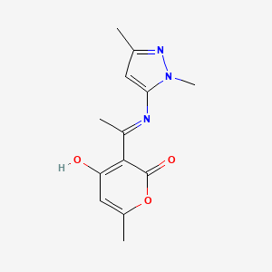 (3E)-3-{1-[(1,3-dimethyl-1H-pyrazol-5-yl)amino]ethylidene}-6-methyl-2H-pyran-2,4(3H)-dione