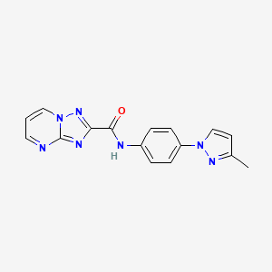 molecular formula C16H13N7O B14924489 N-[4-(3-methyl-1H-pyrazol-1-yl)phenyl][1,2,4]triazolo[1,5-a]pyrimidine-2-carboxamide 