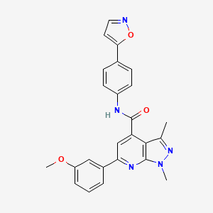 6-(3-methoxyphenyl)-1,3-dimethyl-N-[4-(1,2-oxazol-5-yl)phenyl]-1H-pyrazolo[3,4-b]pyridine-4-carboxamide