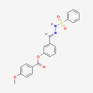 3-{(E)-[2-(phenylsulfonyl)hydrazinylidene]methyl}phenyl 4-methoxybenzoate