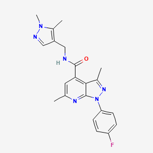 molecular formula C21H21FN6O B14924512 N-[(1,5-dimethyl-1H-pyrazol-4-yl)methyl]-1-(4-fluorophenyl)-3,6-dimethyl-1H-pyrazolo[3,4-b]pyridine-4-carboxamide 