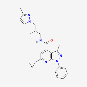 molecular formula C25H28N6O B14924521 6-cyclopropyl-3-methyl-N-[2-methyl-3-(3-methyl-1H-pyrazol-1-yl)propyl]-1-phenyl-1H-pyrazolo[3,4-b]pyridine-4-carboxamide 