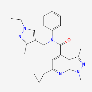 6-cyclopropyl-N-[(1-ethyl-3-methyl-1H-pyrazol-4-yl)methyl]-1,3-dimethyl-N-phenyl-1H-pyrazolo[3,4-b]pyridine-4-carboxamide