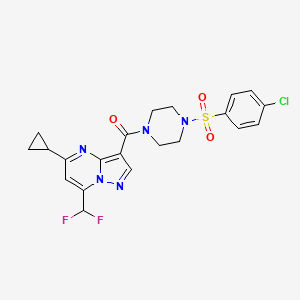 {4-[(4-Chlorophenyl)sulfonyl]piperazin-1-yl}[5-cyclopropyl-7-(difluoromethyl)pyrazolo[1,5-a]pyrimidin-3-yl]methanone