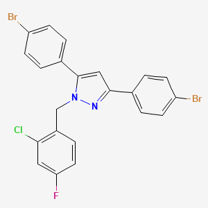 molecular formula C22H14Br2ClFN2 B14924572 3,5-bis(4-bromophenyl)-1-(2-chloro-4-fluorobenzyl)-1H-pyrazole 