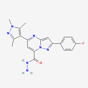 2-(4-fluorophenyl)-5-(1,3,5-trimethyl-1H-pyrazol-4-yl)pyrazolo[1,5-a]pyrimidine-7-carbohydrazide