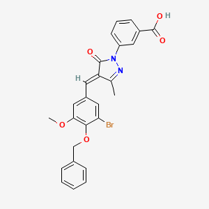 molecular formula C26H21BrN2O5 B14924605 3-{(4E)-4-[4-(benzyloxy)-3-bromo-5-methoxybenzylidene]-3-methyl-5-oxo-4,5-dihydro-1H-pyrazol-1-yl}benzoic acid 