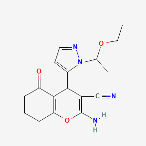 2-Amino-4-(1-(1-ethoxyethyl)-1H-pyrazol-5-yl)-5-oxo-5,6,7,8-tetrahydro-4H-chromene-3-carbonitrile