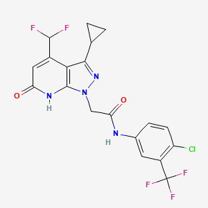 N-[4-chloro-3-(trifluoromethyl)phenyl]-2-[3-cyclopropyl-4-(difluoromethyl)-6-oxo-6,7-dihydro-1H-pyrazolo[3,4-b]pyridin-1-yl]acetamide