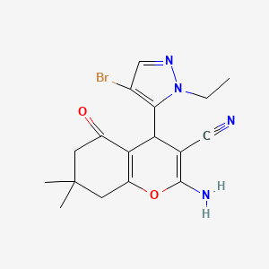 2-Amino-4-(4-bromo-1-ethyl-1H-pyrazol-5-yl)-7,7-dimethyl-5-oxo-5,6,7,8-tetrahydro-4H-chromene-3-carbonitrile