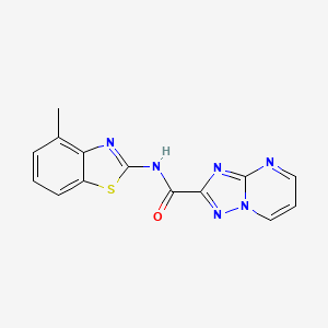 molecular formula C14H10N6OS B14924756 N-(4-methyl-1,3-benzothiazol-2-yl)[1,2,4]triazolo[1,5-a]pyrimidine-2-carboxamide 