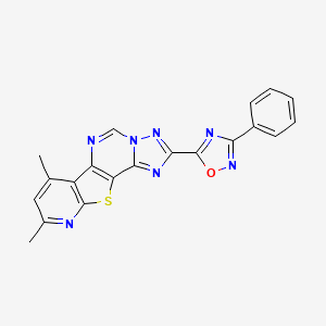 molecular formula C20H13N7OS B14924800 5-(11,13-dimethyl-16-thia-3,5,6,8,14-pentazatetracyclo[7.7.0.02,6.010,15]hexadeca-1(9),2,4,7,10(15),11,13-heptaen-4-yl)-3-phenyl-1,2,4-oxadiazole 