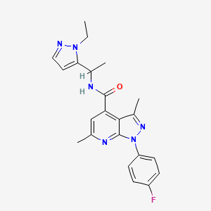 N-[1-(1-ethyl-1H-pyrazol-5-yl)ethyl]-1-(4-fluorophenyl)-3,6-dimethyl-1H-pyrazolo[3,4-b]pyridine-4-carboxamide