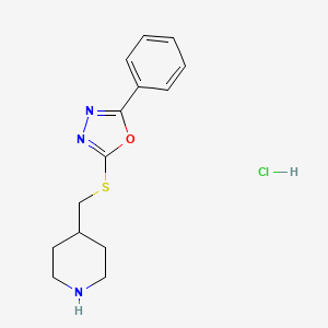molecular formula C14H18ClN3OS B1492483 4-{[(5-Phenyl-1,3,4-oxadiazol-2-yl)sulfanyl]methyl}piperidine hydrochloride CAS No. 1864073-25-5