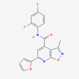 molecular formula C18H11F2N3O3 B14924832 N-(2,4-difluorophenyl)-6-(furan-2-yl)-3-methyl[1,2]oxazolo[5,4-b]pyridine-4-carboxamide 