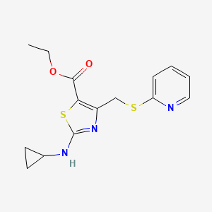 Ethyl 2-(cyclopropylamino)-4-[(pyridin-2-ylsulfanyl)methyl]-1,3-thiazole-5-carboxylate