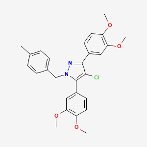 4-chloro-3,5-bis(3,4-dimethoxyphenyl)-1-(4-methylbenzyl)-1H-pyrazole