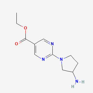 molecular formula C11H16N4O2 B1492486 2-(3-氨基吡咯烷-1-基)嘧啶-5-甲酸乙酯 CAS No. 2098010-12-7