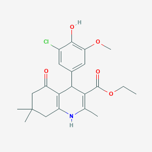 Ethyl 4-(3-chloro-4-hydroxy-5-methoxyphenyl)-2,7,7-trimethyl-5-oxo-1,4,5,6,7,8-hexahydroquinoline-3-carboxylate