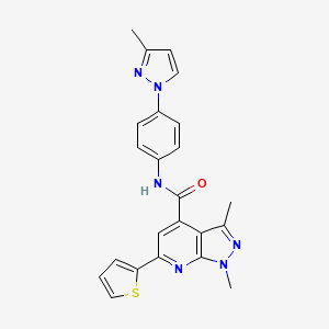 1,3-dimethyl-N-[4-(3-methyl-1H-pyrazol-1-yl)phenyl]-6-(thiophen-2-yl)-1H-pyrazolo[3,4-b]pyridine-4-carboxamide