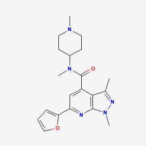 6-(furan-2-yl)-N,1,3-trimethyl-N-(1-methylpiperidin-4-yl)-1H-pyrazolo[3,4-b]pyridine-4-carboxamide